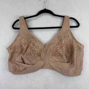 Glamorise 1064 MagicLift Full Figure Lace Support Bra Cafe Tan 44H Mens Womens